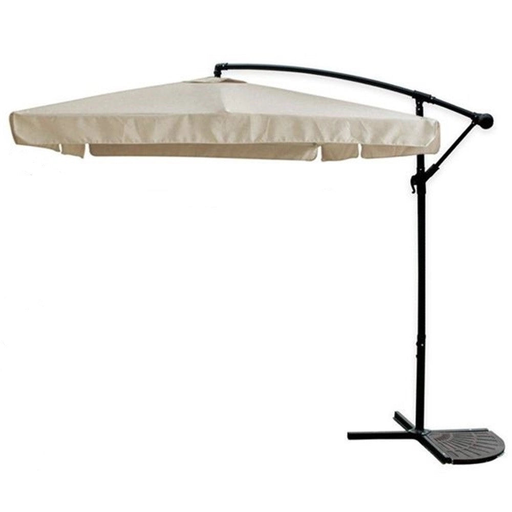 Trade Shop - Ombrellone A Braccio Laterale Da Giardino 3x3mt Protezione Sole Beige Con Base 223216 -