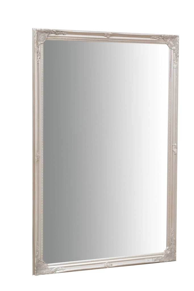 Biscottini Specchio Specchiera da parete e appendere verticale/orizzontale L60xPR4xH90 cm finitura foglia argento anticato