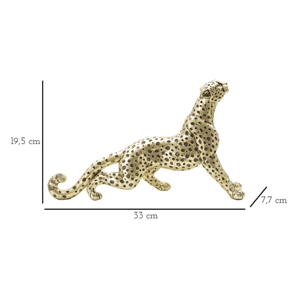 Scultura Leopardo Points seduto in resina oro e nero