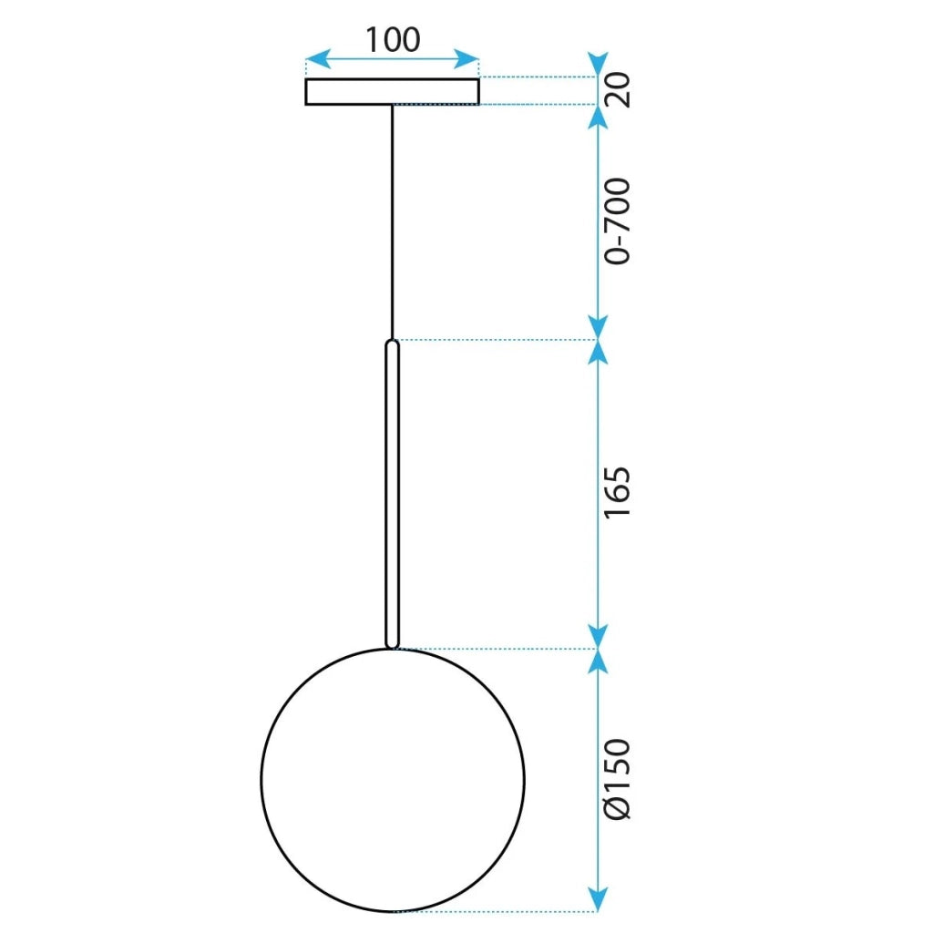 Lampada Da Soffitto A Sospensione Con Sfera Di Vetro 15cm APP1681-1CP