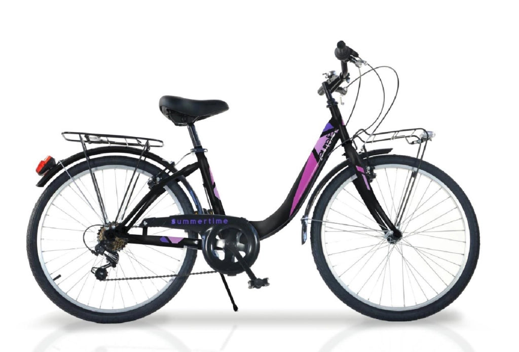 BICICLETTA VENERE DA 24" IN COLORE NERO E FUCSIA PER BAMBINA