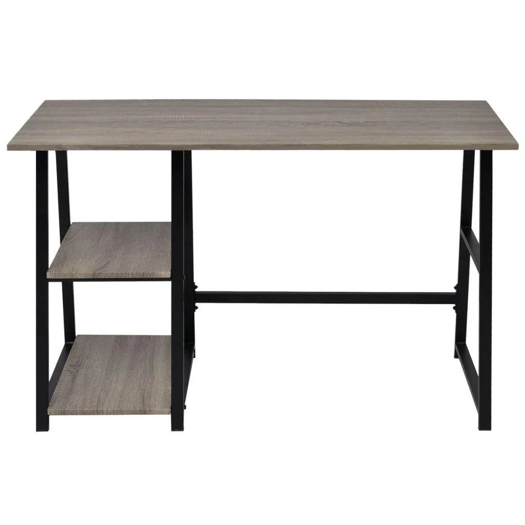 Scrivania/mobile da lavoro per computer con 2 ripiani grigio e rovere 0502078