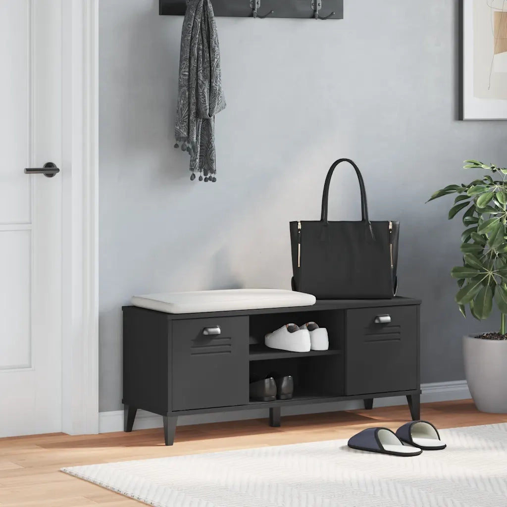 Panca Porta Scarpe | Scarpiera | Mobile per scarpe VIKEN Nera 106x35x45 cm Legno Multistrato