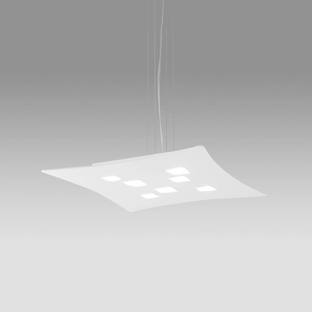 Lampadario sospensione Isotta 10 luci GX53 bianco - Lampada soffitto design moderno 62x69cm, luce biemissione, max 10x8W, IP20, lampadine escluse