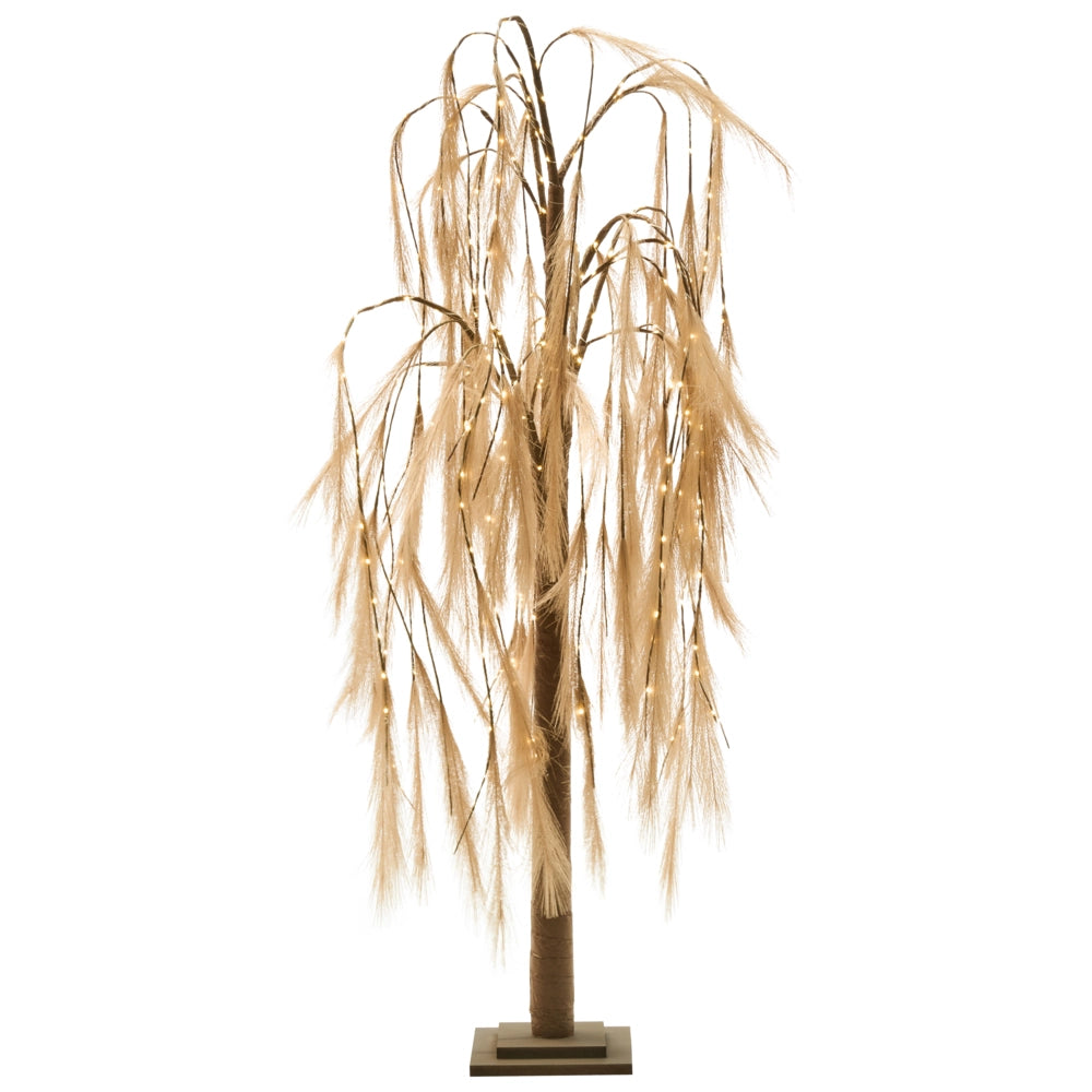 Albero di Natale artificiale con luci LED 160 cm per esterni e interni stile moderno beige