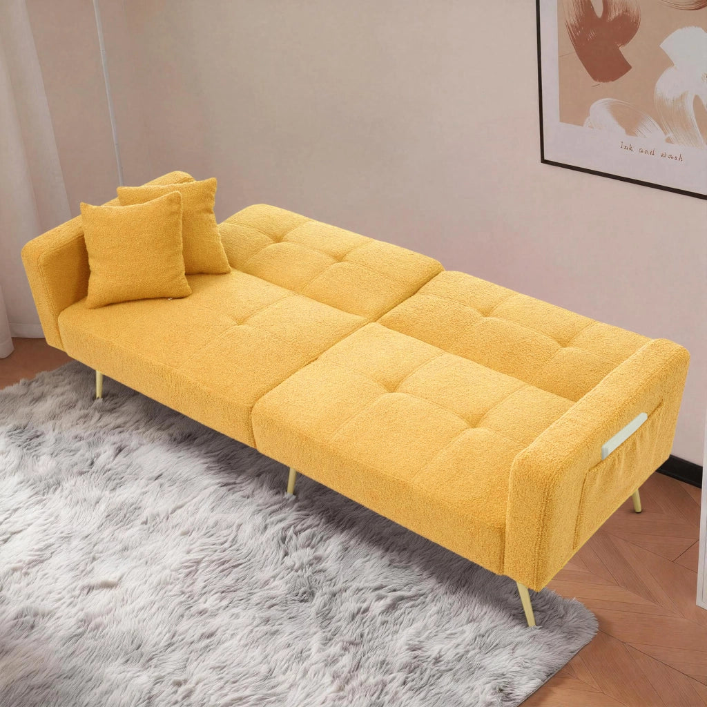 Divano Letto con Contenitore, Cuscini e Gambe Dorate ¨C MINIMAL ¨C Tessuto