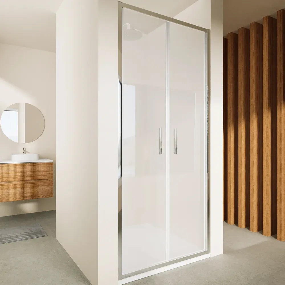 Porta doccia 100cm con apertura saloon profili slim cromati vetro 6mm trasparente h190 | Portofino