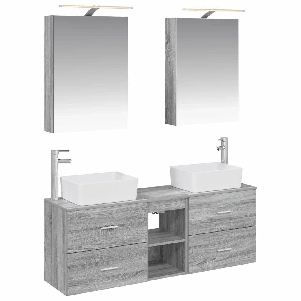Set di mobili per il bagno 5 pcs Sonoma grigio 3406836