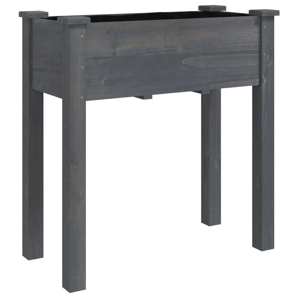 Fioriera rialzata per piante fiori patio giardino su ruote con rivestimento 71 x 37 x 80 cm legno di abete grigio 02_0038728