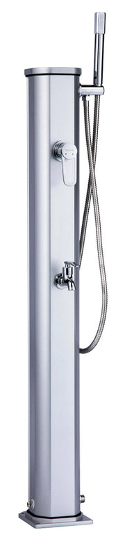 Mini Doccia Solare da Giardino 20L Miscelatore Lavapiedi e Doccetta Grigio Metallizzato