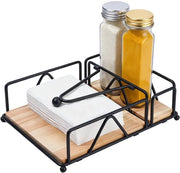 Sostegno per tovaglie Nero - Sostituto di tovaglie rettangolare - Base in legno - Stabile - Resistentente allo scalfito - Dispensatore di tovaglie