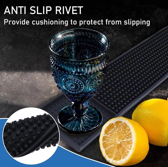 Due pezzi di asciugamano in gomma per servizio asciugamano 61 x 8 cm asciugamano in vetro con antislip e duraturo per accessori bar per caffetteria club ristoranti bancone