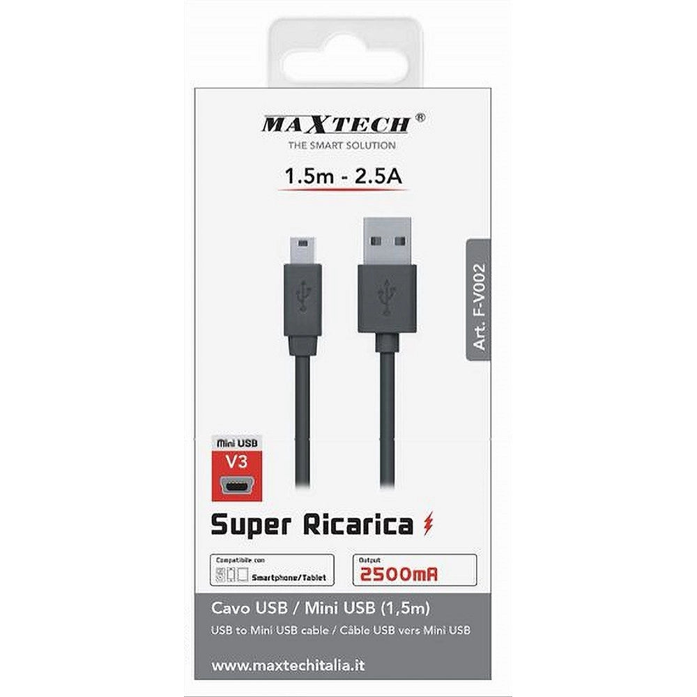 Trade Shop - Cavo Usb A Mini Usb/v3 1.5mt 2.5a Cavetto Per Trasferimento Dati Ricarica F-v002 -
