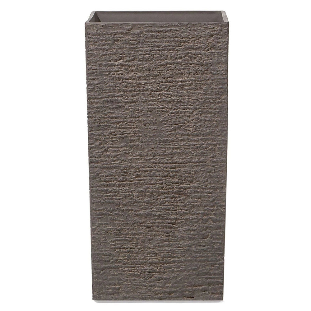 Vaso per piante alto in pietra marrone 35 x 35 x 70 cm Fioriera per interni ed esterni