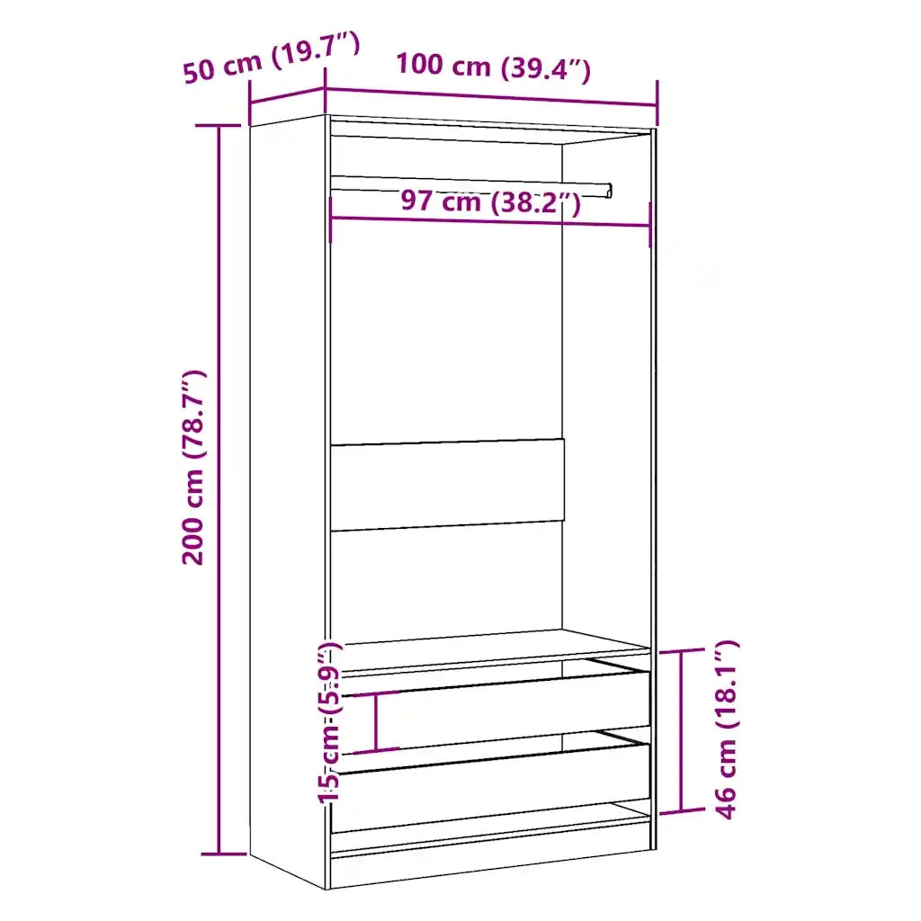 Armadio Legno Antico 100x50x200 cm in Legno Multistrato 3318626