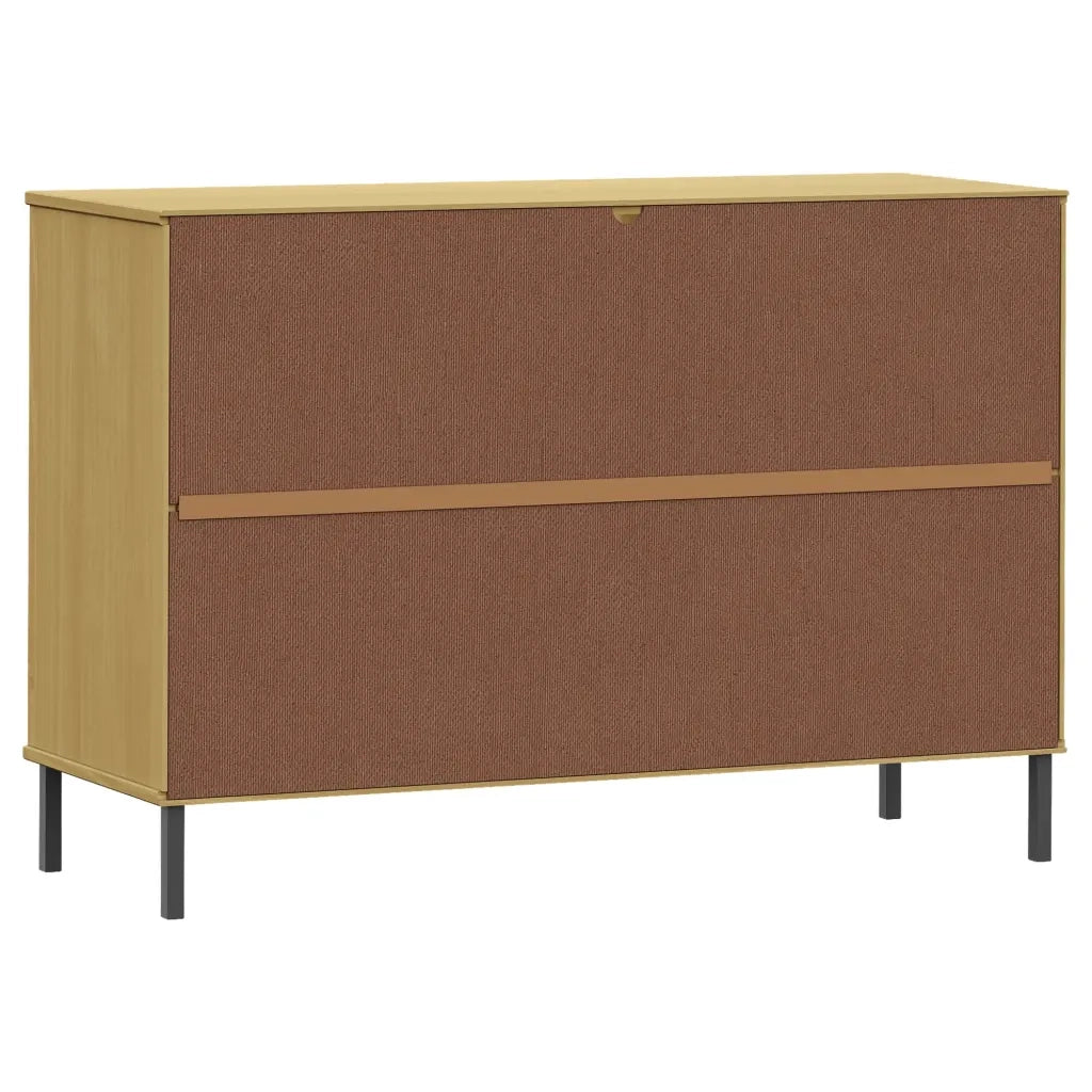 Credenza-Buffet-Armadio da cucina Gambe Metallo Marrone 113x40x77 cm Legno Massello OSLO