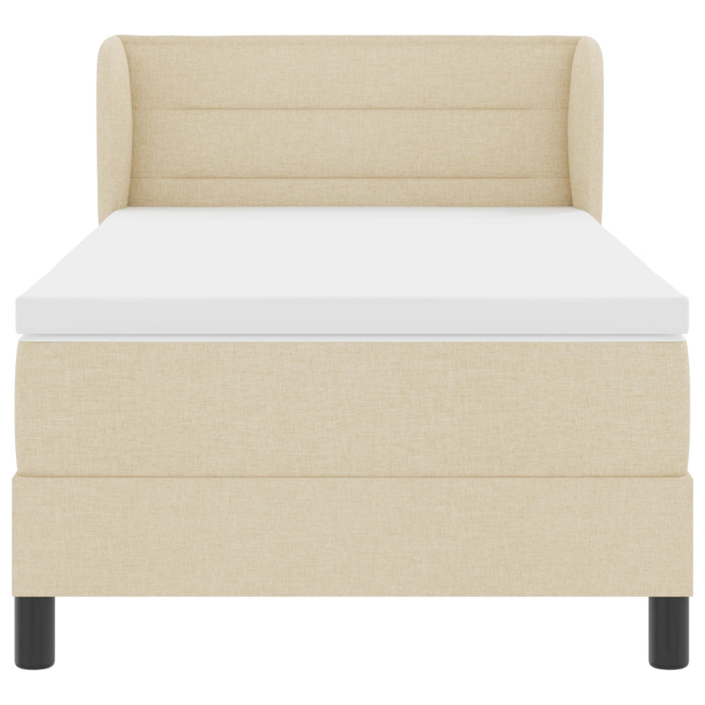 Letto Box Spring con Materasso Crema 90x200 cm Tessuto