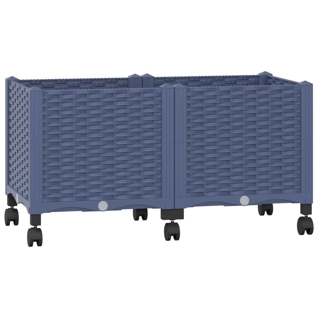 Vaso da Giardino con Ruote Blu Grigio 80 x 40 x 48 cm PP 3422961