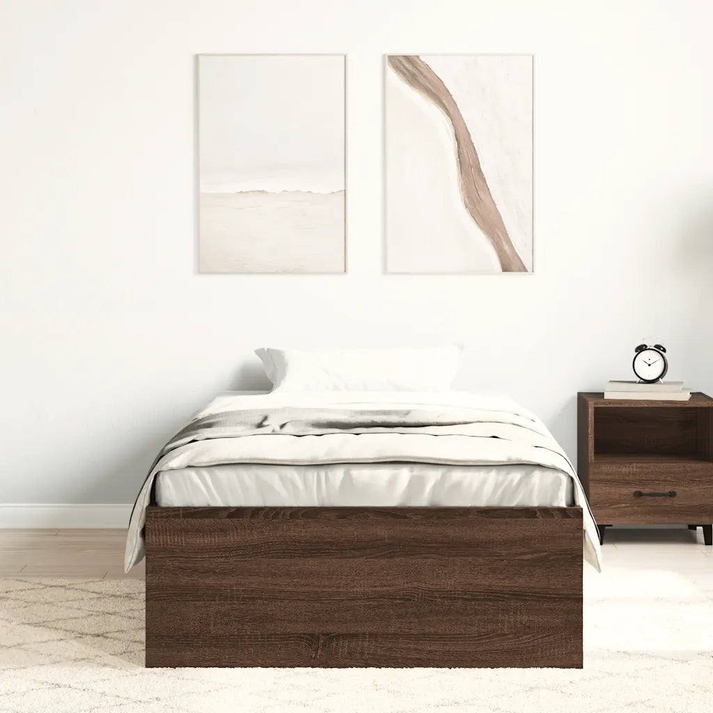 Letto singolo | Letto per adulti | Giroletto Rovere Marrone 100x200 cm