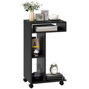 Tavolino a C con 4 ripiani e rotelle ¨C Xylo ¨C nero, 40x30x69 cm