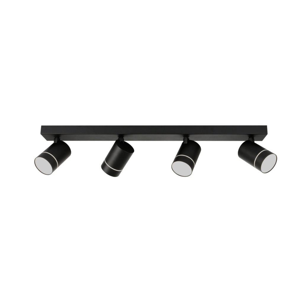 Faretto soffitto quadruplo moderno nero orientabile LED 20W Selma