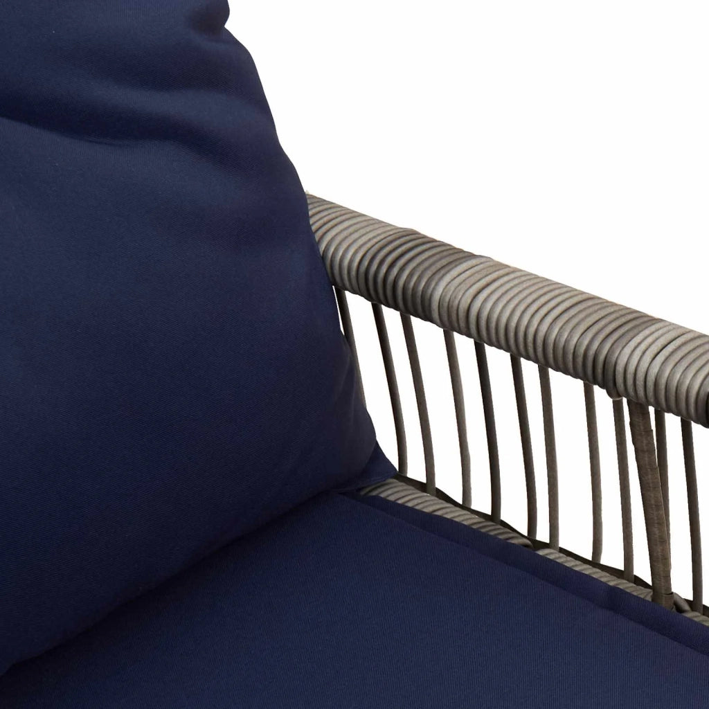 Panchina da esterno 4 pcs Grigio e Blu Navy polyrattan