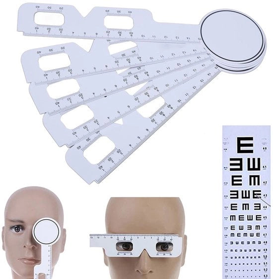 Strumento di misurazione oculare 5 in 1 - Misuratore di distanza pupillare - Liniaal ottico - Misuratore di distanza pupillare - Maniglia con superficie antiscivente - Progettazione shockresistente - Misurazione oculare