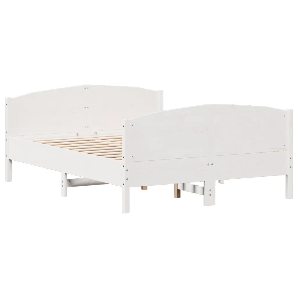 Giroletto senza Materasso-Struttura Letto Bianco 140x200 cm Legno Massello Pino 269563