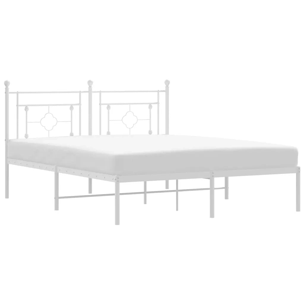 Giroletto con Testiera-Struttura Letto con testiera Metallo Bianco 160x200 cm 548036