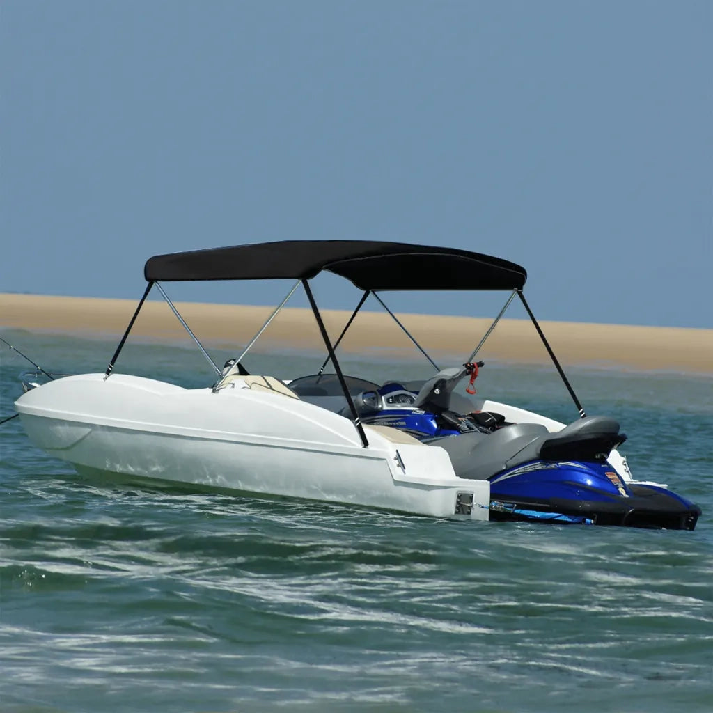 Bimini di Prua con Tendalino 2 Archi Nero 180x130x110 cm