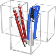 Pensolet Acrylico per 3 Pennarelli: 3-pack Organizzatore da Ufficio Pennarelliere Quadrata Pennarelliera per Ufficio, Scuola, Articoli Domestici (7,6 x 7,6 x 10,9 cm)