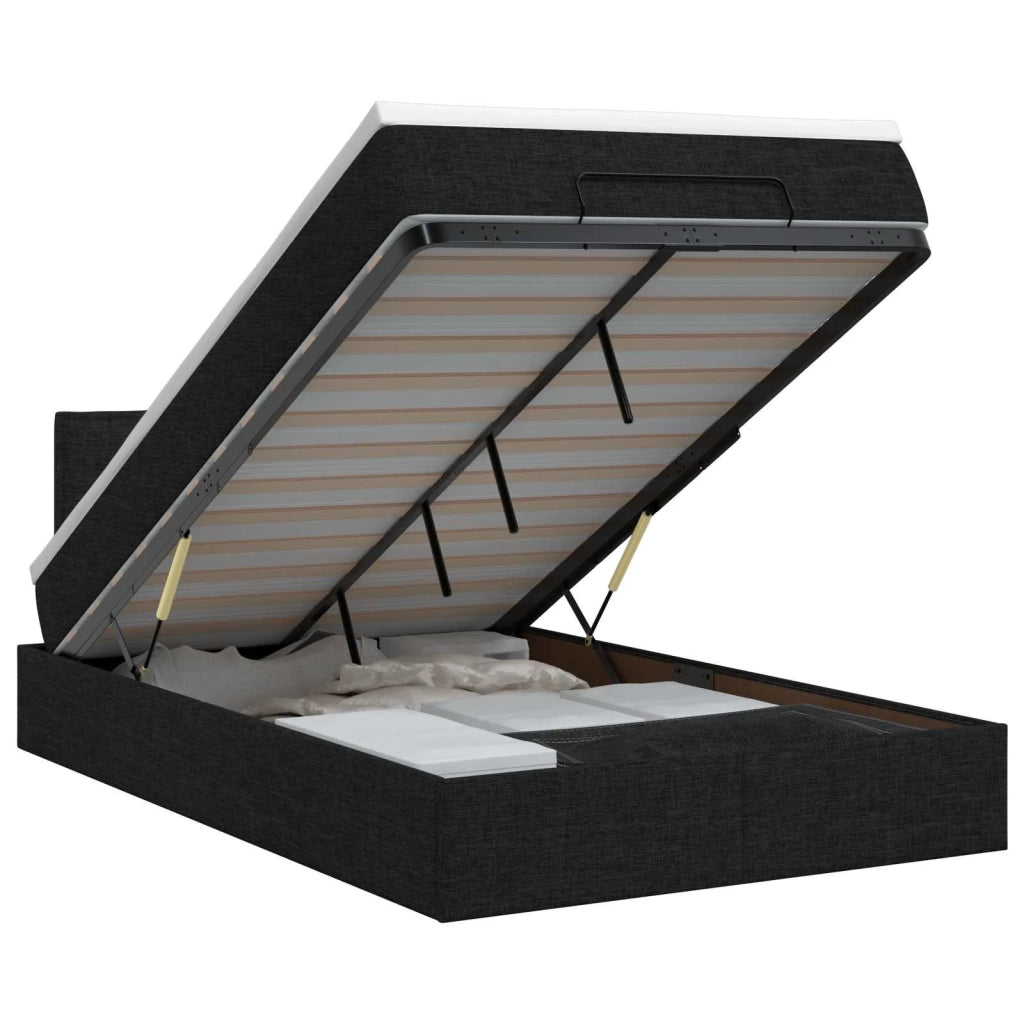 Letto ottomano con materasso Nero 120 x 200 cm Tessuto 3457399