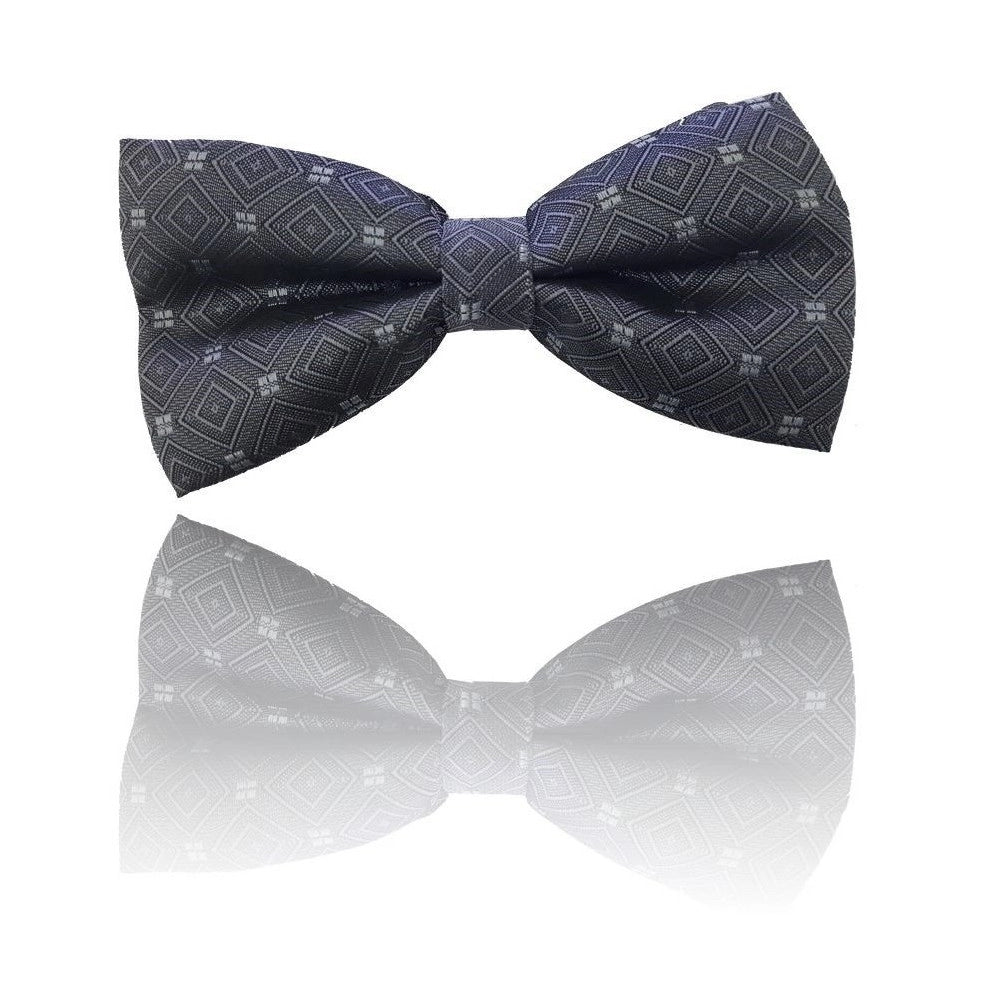 Trade Shop - Papillon Rombi Grigio Scuro Quadri Cravattino Farfallino Cravatta Frack Papion -
