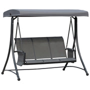 Easycomfort Dondolo 3 Posti da Giardino o Terrazzo con Tettuccio Regolabile e Tasche Portaoggetti Grigio Scuro 196x128x172cm