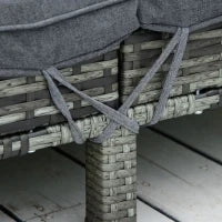 Lettino Prendisole a 2 Posti, Sdraio in Acciaio e Rattan, Schienale Regolabile, 196 x 120 x 28cm Grigio