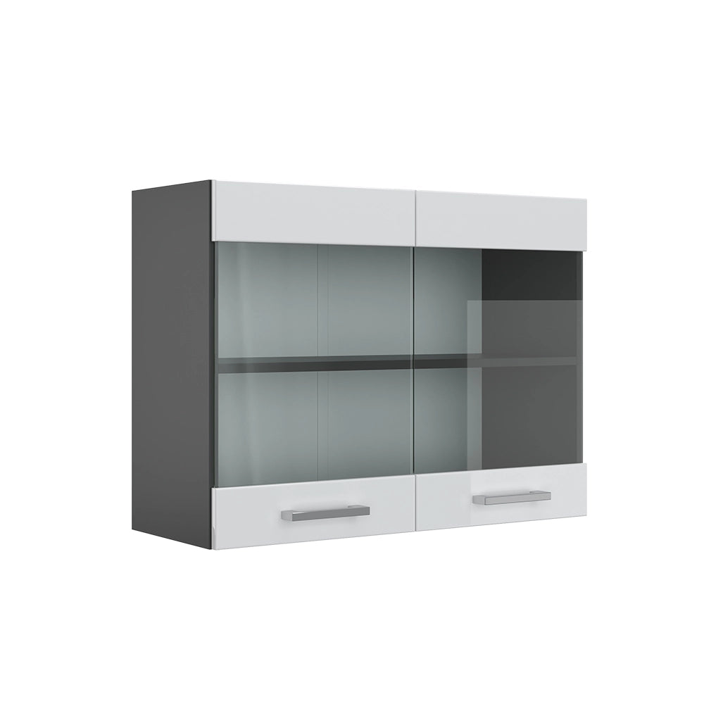 Vicco Mobile da cucina in vetro Bianco lucido 80 cm