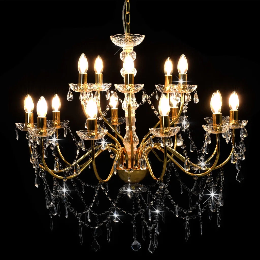 Lampadario a 2 Livelli Dorato 15 Lampadine E14 CFW4332993