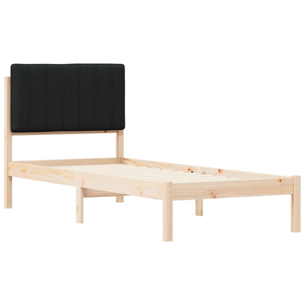 Letto con Testiera Rivestita Nero 80 x 200 cm 878081