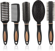 Set di pettinature anti-matrice per uomo e donna, 5 pezzi, set di pettini, set di pettini con spazzola, pettini anti-statici per rilascio, per capelli umidi e ricci, completo da salone