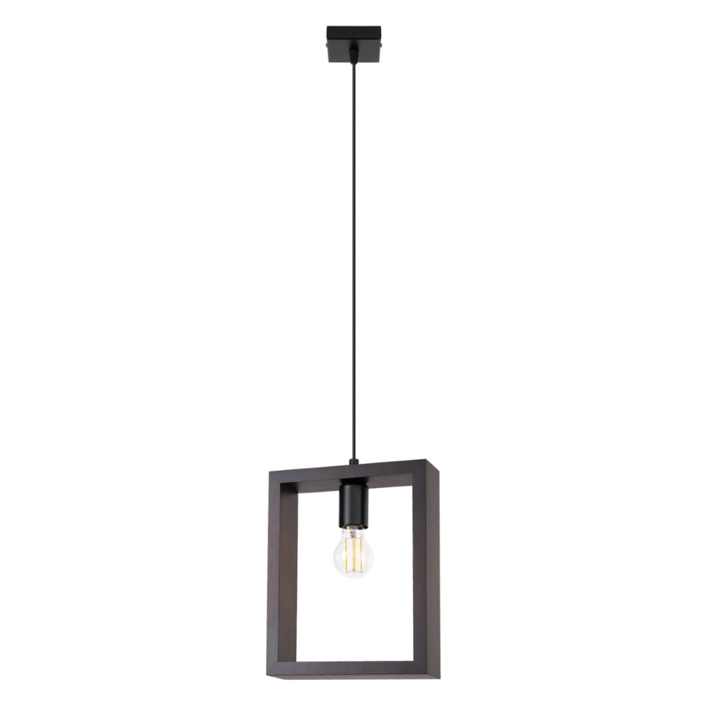 Lampada sospensione CELARO nera legno wengé E27 Pure Lume