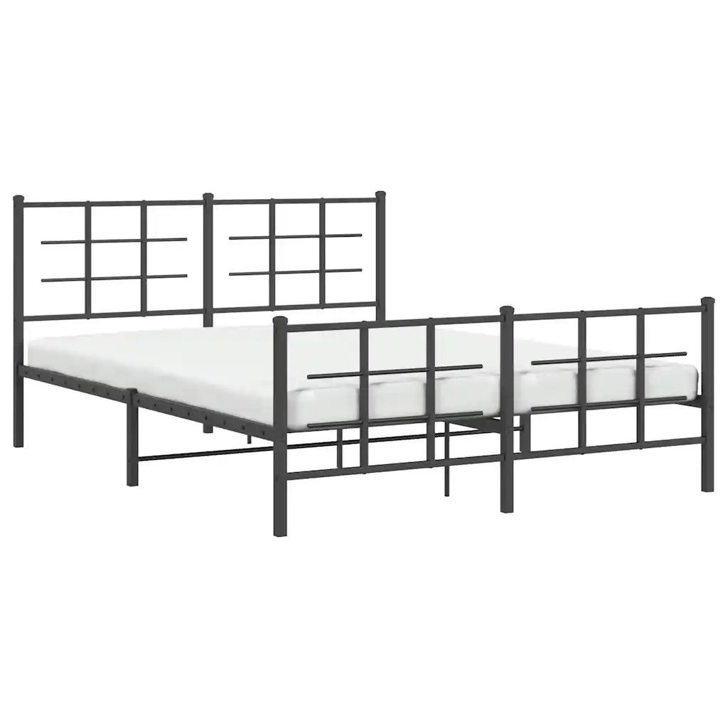 Giroletto con Testiera e Pediera Metallo Nero 150x200 cm 355581