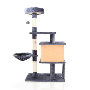 Fudajo Albero tiragraffi per gatti grigio scuro 112cm con casetta e lettino