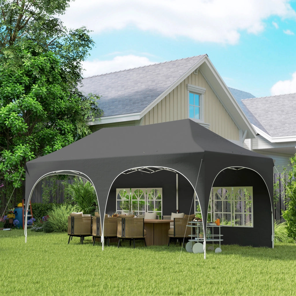 Tenda da giardino pieghevole impermeabile 3x6m ¨C zephmum ¨C grigio con 6 pareti laterali