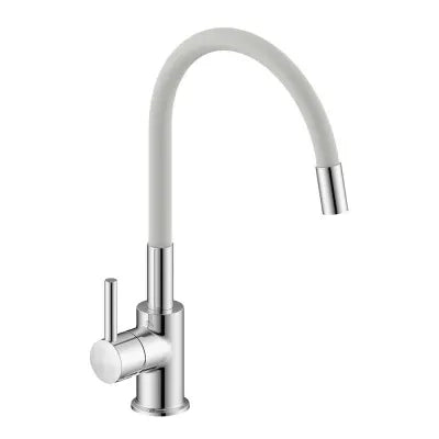 Miscelatore cucina lavello e lavanderia bianco canna alta orientabile snodata Snake