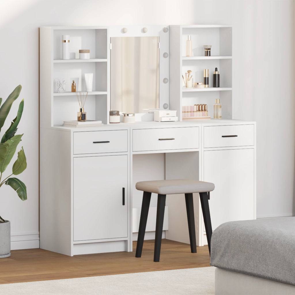 Set da toeletta 3 pezzi  in legno ingegnerizzato bianco