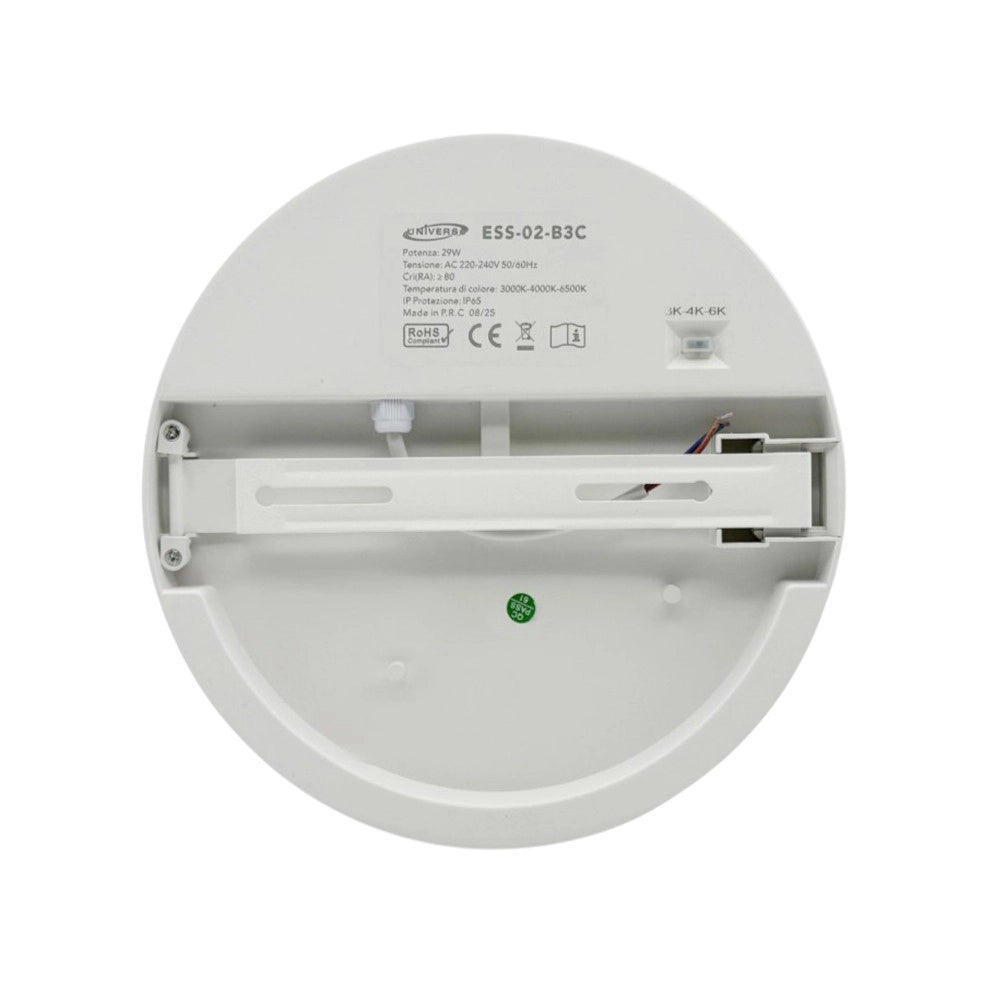 Trade Shop - Plafoniera Led 29w Tecnologia Cct Applique Interno Esterno Soffitto Parete Ip65 Ess-02-3c - Bianco