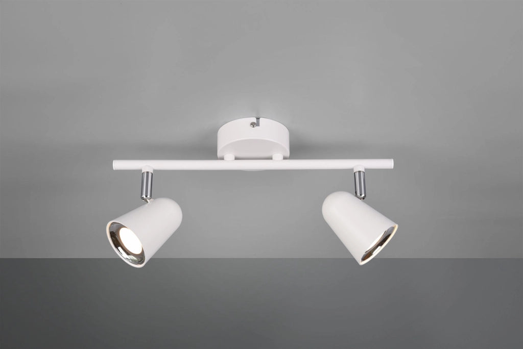 TOULOUSE BARRA 2 SPOTS LED 7W 800lm, 3000K BIANCO SATINATO CON BORDO CROMATO L. 34CM