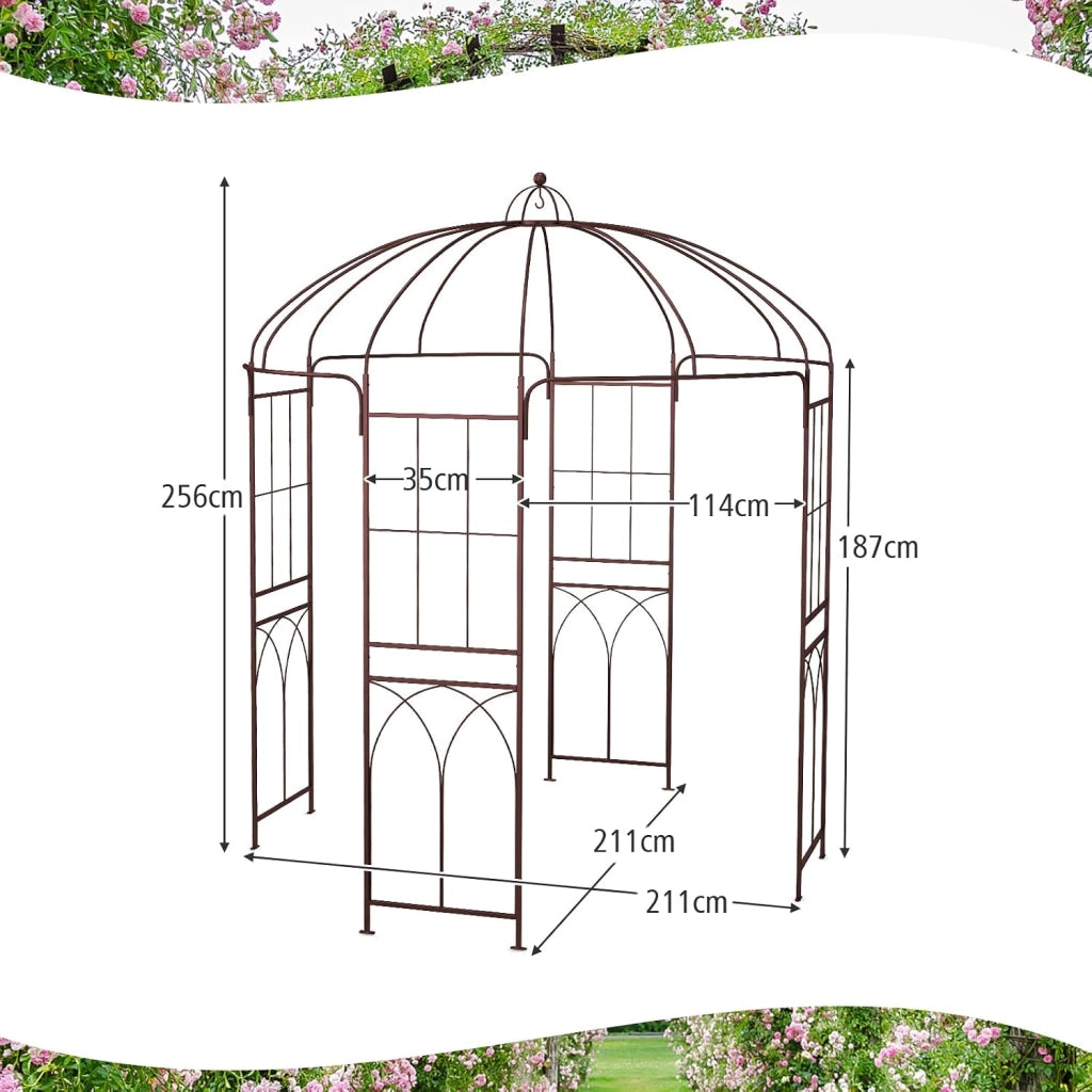Pergola da Giardino a Forma di Gabbia d’Uccello, Pergole ad Arco in Metallo per Piante Rampicanti, Ideale per Matrimoni, Feste e Cerimonie, 211 x 211 x 256 cm