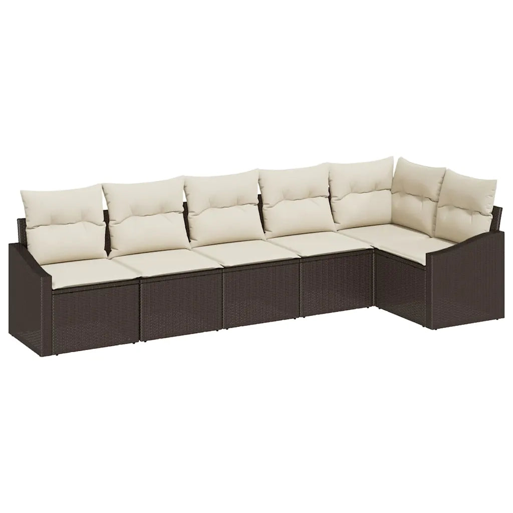 Set Divano da Giardino 6 pcs Marrone e bianco polyrattan 3355407