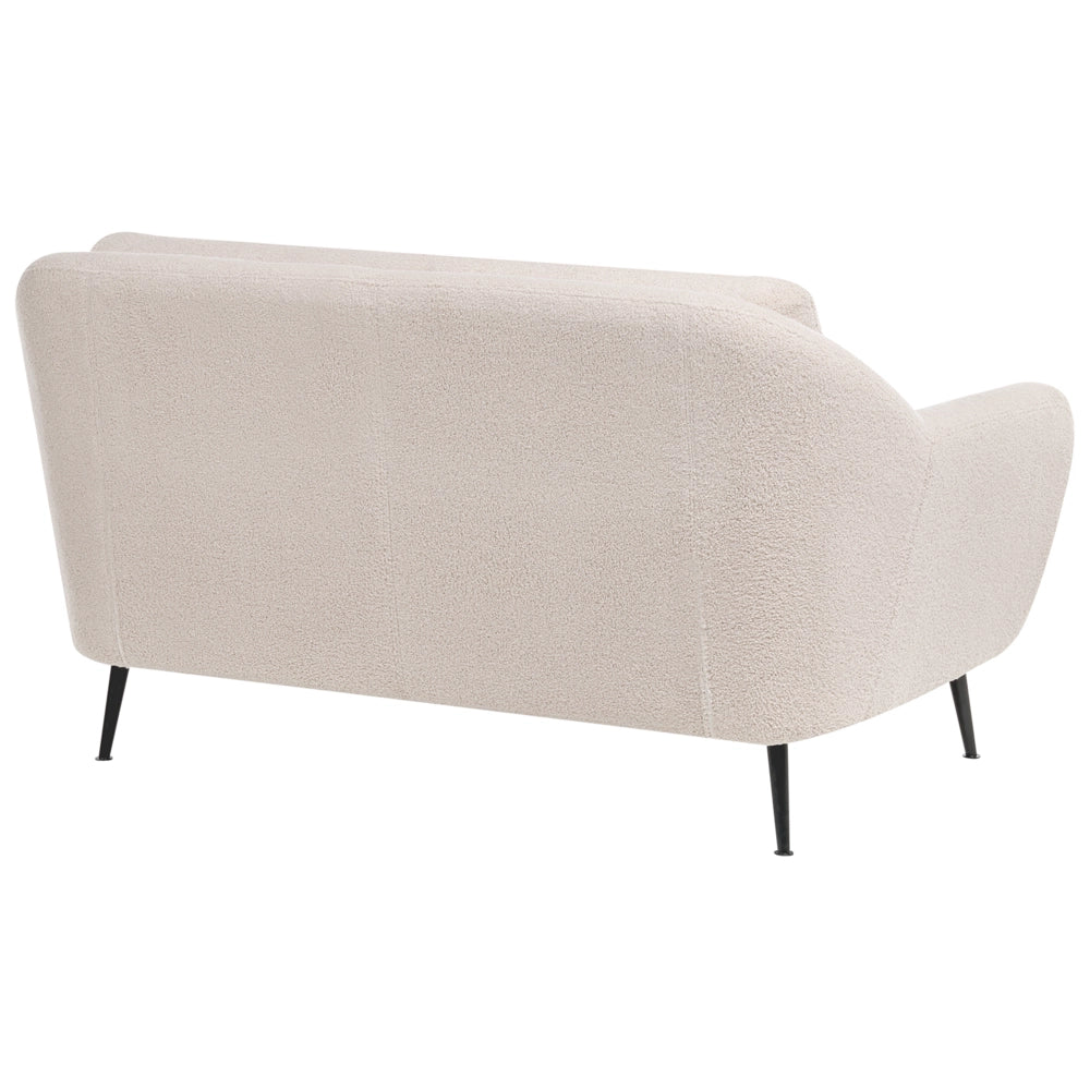 Divano 2 posti Boucle beige Gambe nere in ferro con braccioli Seduta spessa Stile moderno Soggiorno